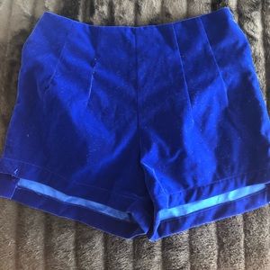 Blue velvet shorts